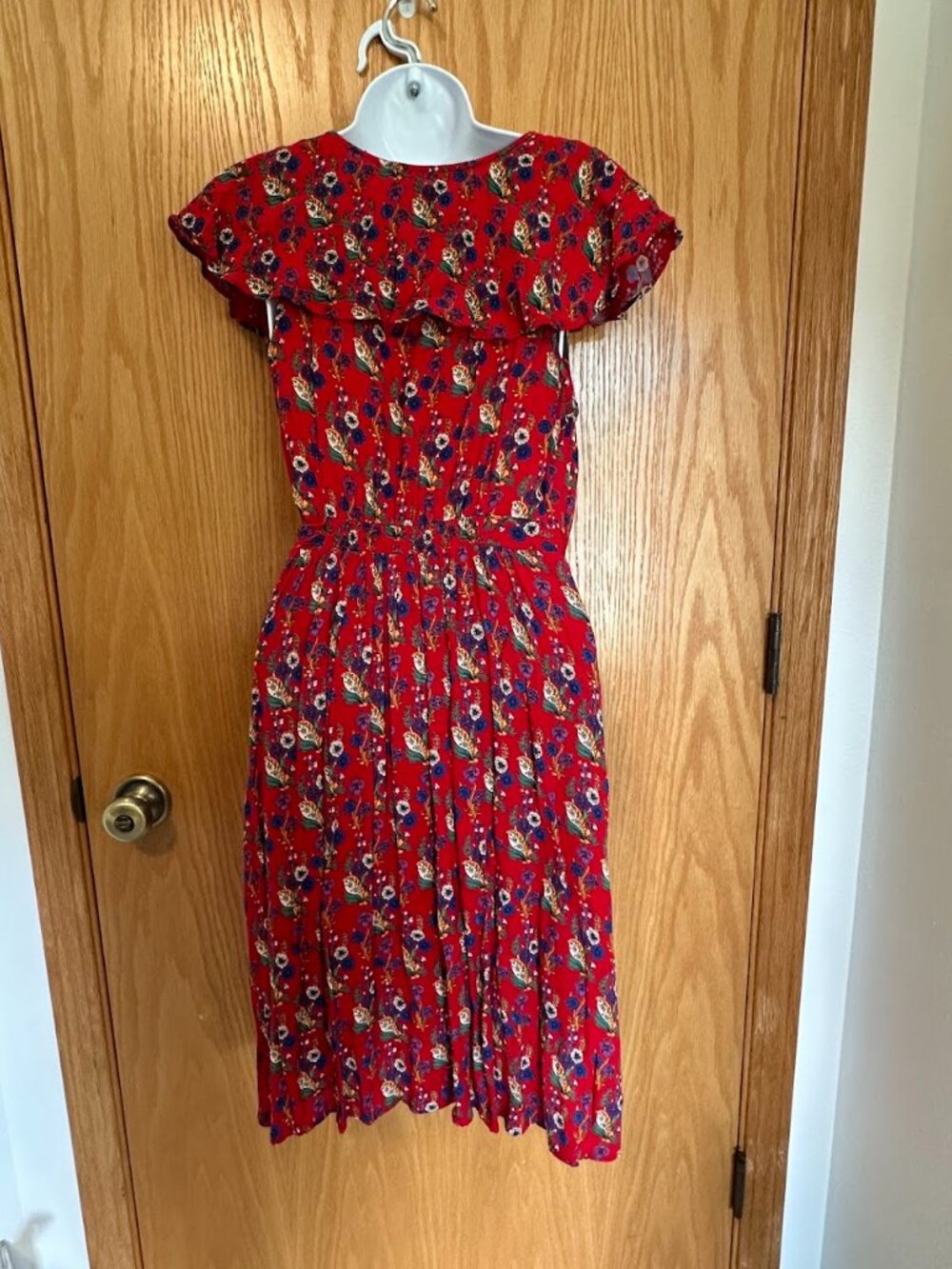 Maeve by Anthropologie Rosalie Red Floral Wrap Dress Size 4 - Picture 7 of 8